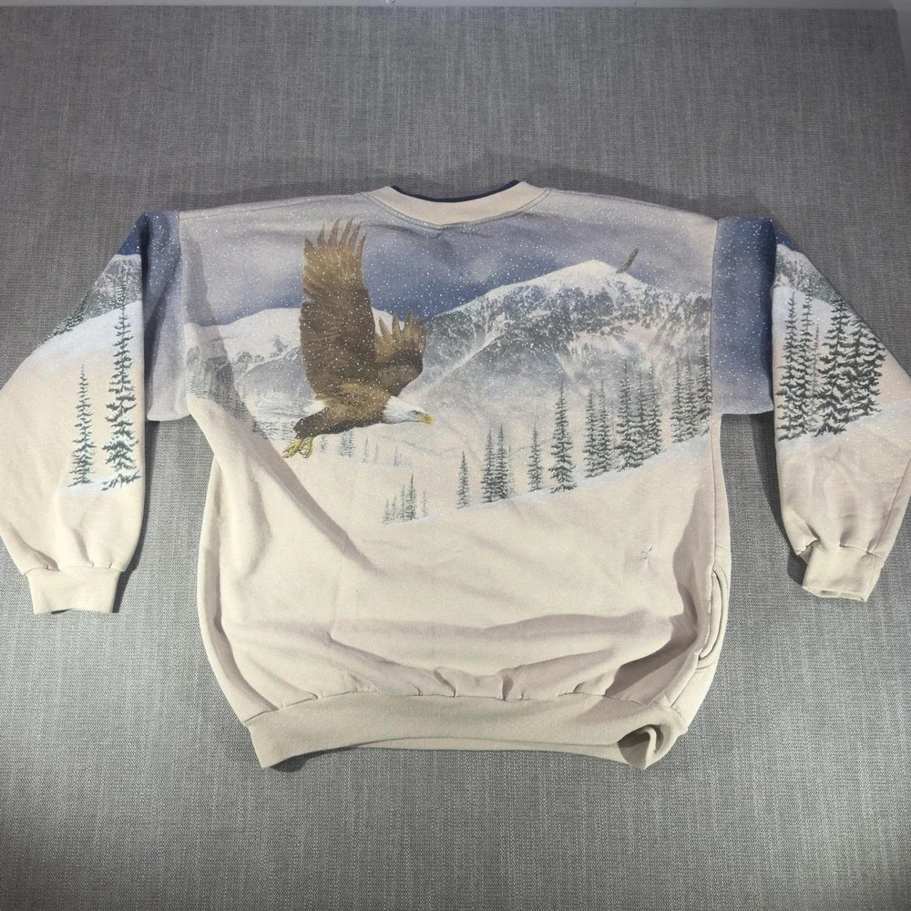 Vintage Artisans Sweatshirt Mens XL Multicolor Eagle Graphic Fleece Made USA 90s
